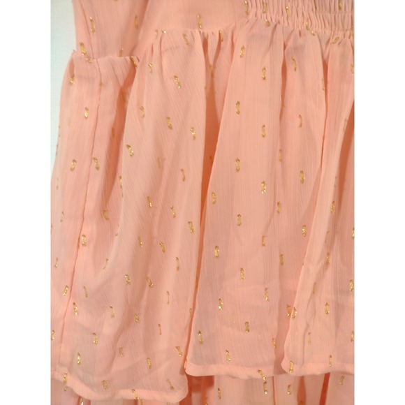 LC Lauren Conrad Peach Gold Polka Dot Chiffon Tiered Maxi‎ Dress Size 2X - Picture 5 of 12